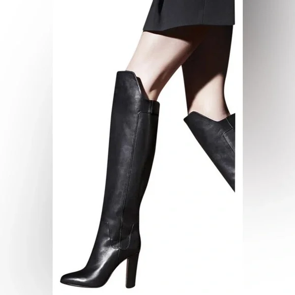 Vince Black Italian Leather Heeled Dempsey Boots - Picture 8 of 13